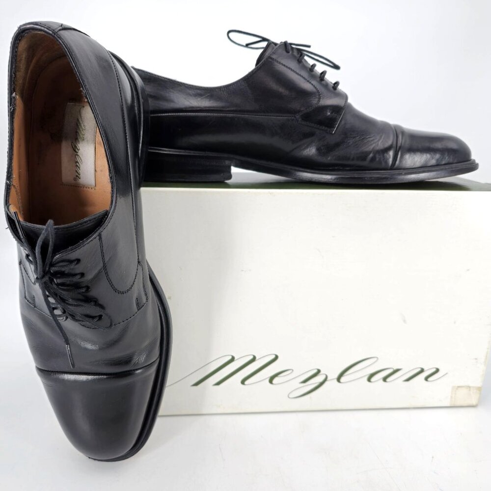 Mezlan Spain Mens size 11 Dress Shoes Black Leather Cap-toe Derby Oxfords Formal - Picture 11 of 12